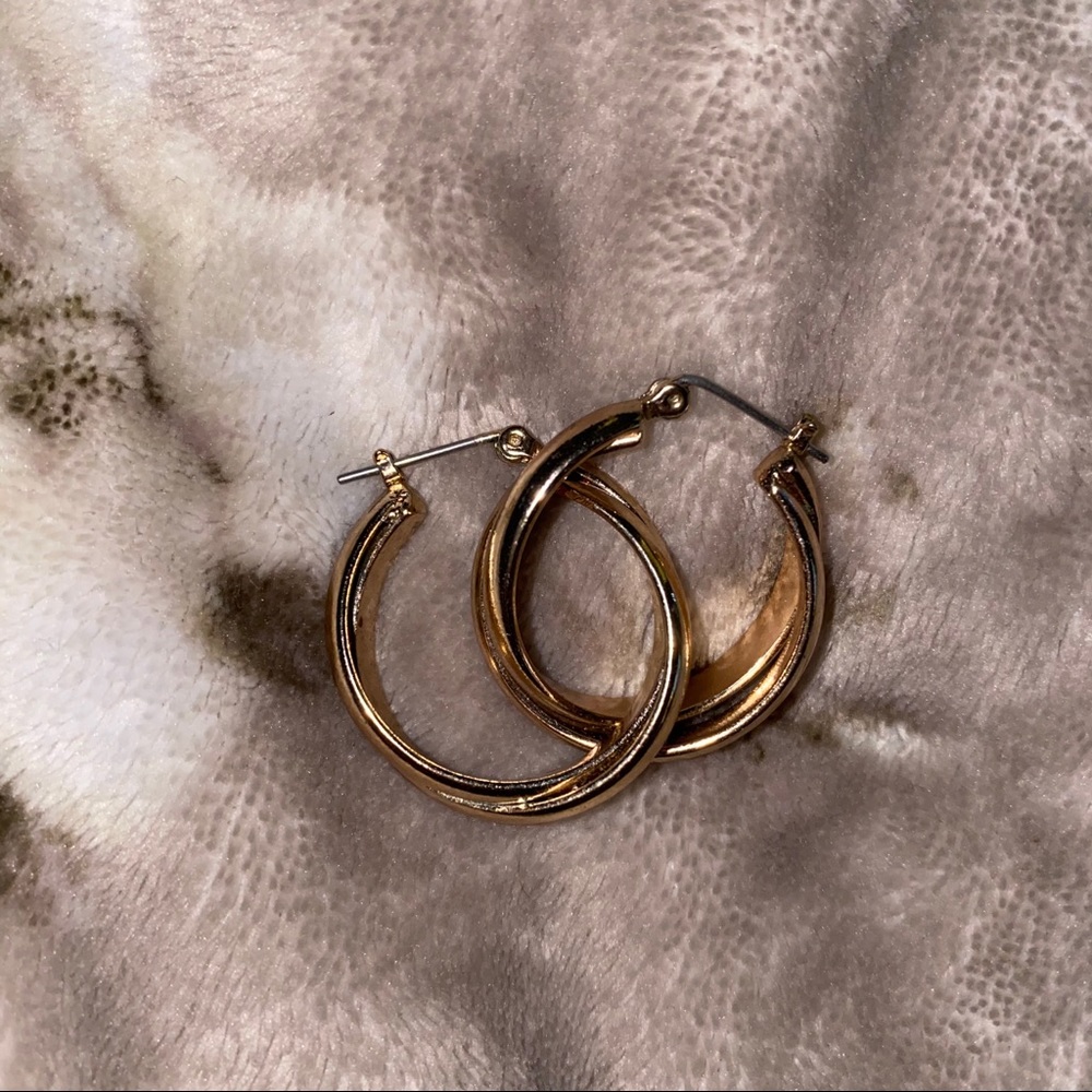 Vintage Twisted Gold Hoop Earrings